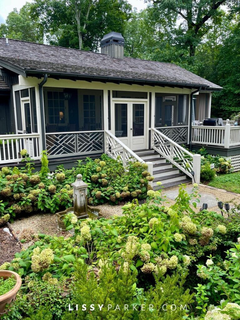 Greenhouse and gravel patio