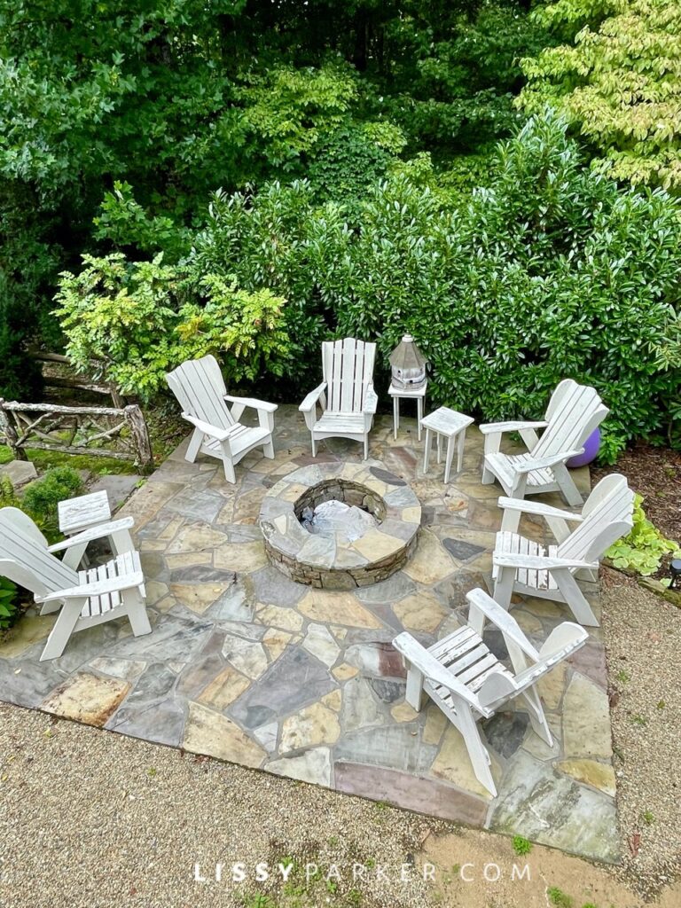 Greenhouse and gravel patio