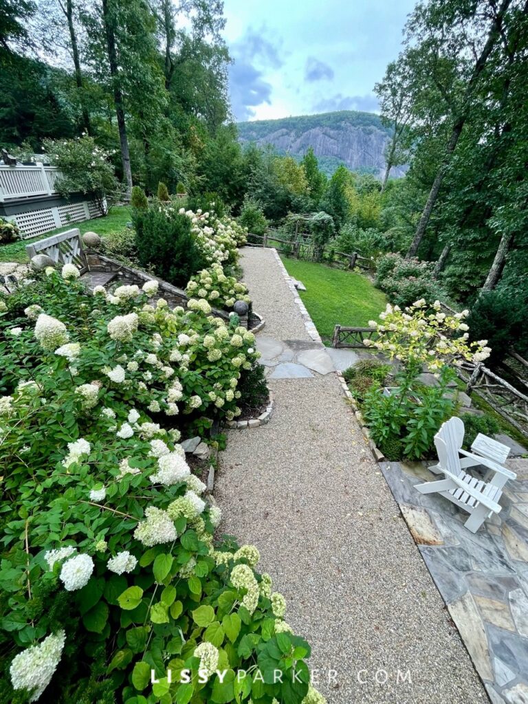 Greenhouse and gravel patio